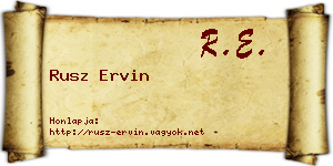 Rusz Ervin névjegykártya